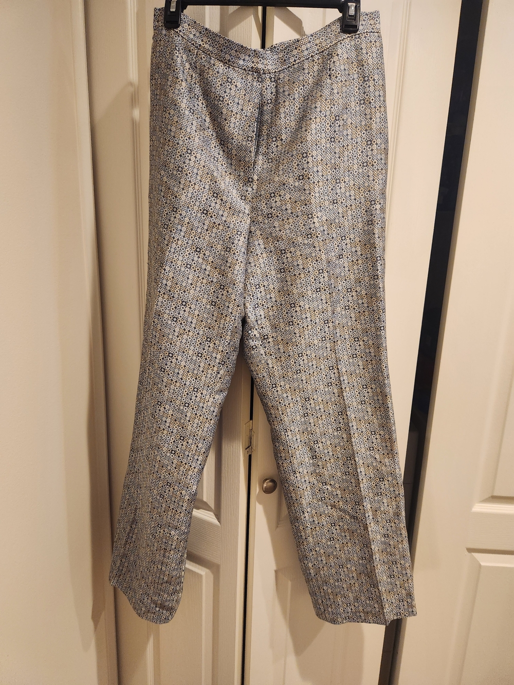 Talbots Men's Blue and Gray Micro-Pattern Dress Pants